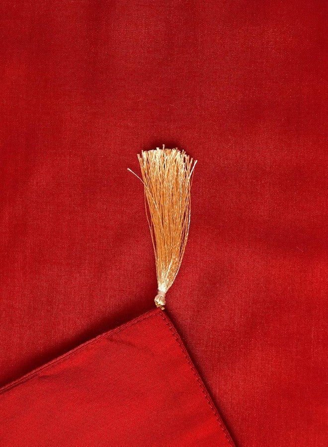 زيبا مفرش طاولة مطرز من زيبا وورلد مع شرابات - مفرش طاولة أنيق من البوليستر الأحمر لطاولة طعام تتسع لأربعة أو ستة أشخاص - ديكور أنيق لغرفة المعيشة، مصنوع من قماش البوليستر، مناسب لغرفة الطعام والمعيشة - Image 4